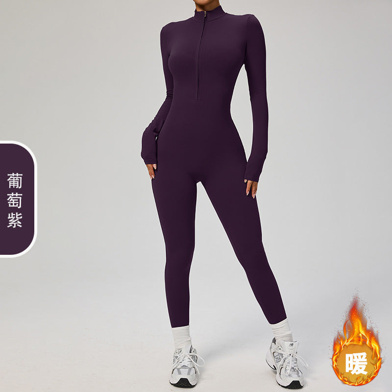 Long Sleeve Zipper Jumpsuit