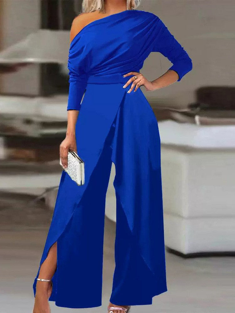 One-shoulder formal and elegant party jumpsuit