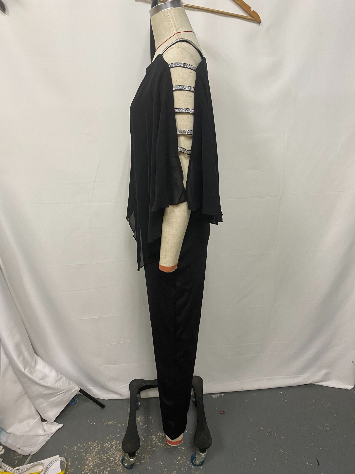 Solid color irregular off-the-shoulder one-piece flared pants for women's autumn and winter